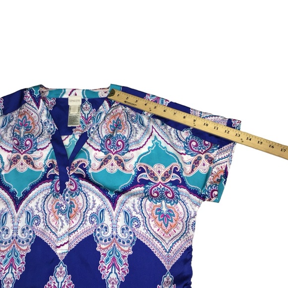 CHICO’S Blue Paisley Cinch Sides Top - Women’s 2 (US)Large - Picture 4 of 10